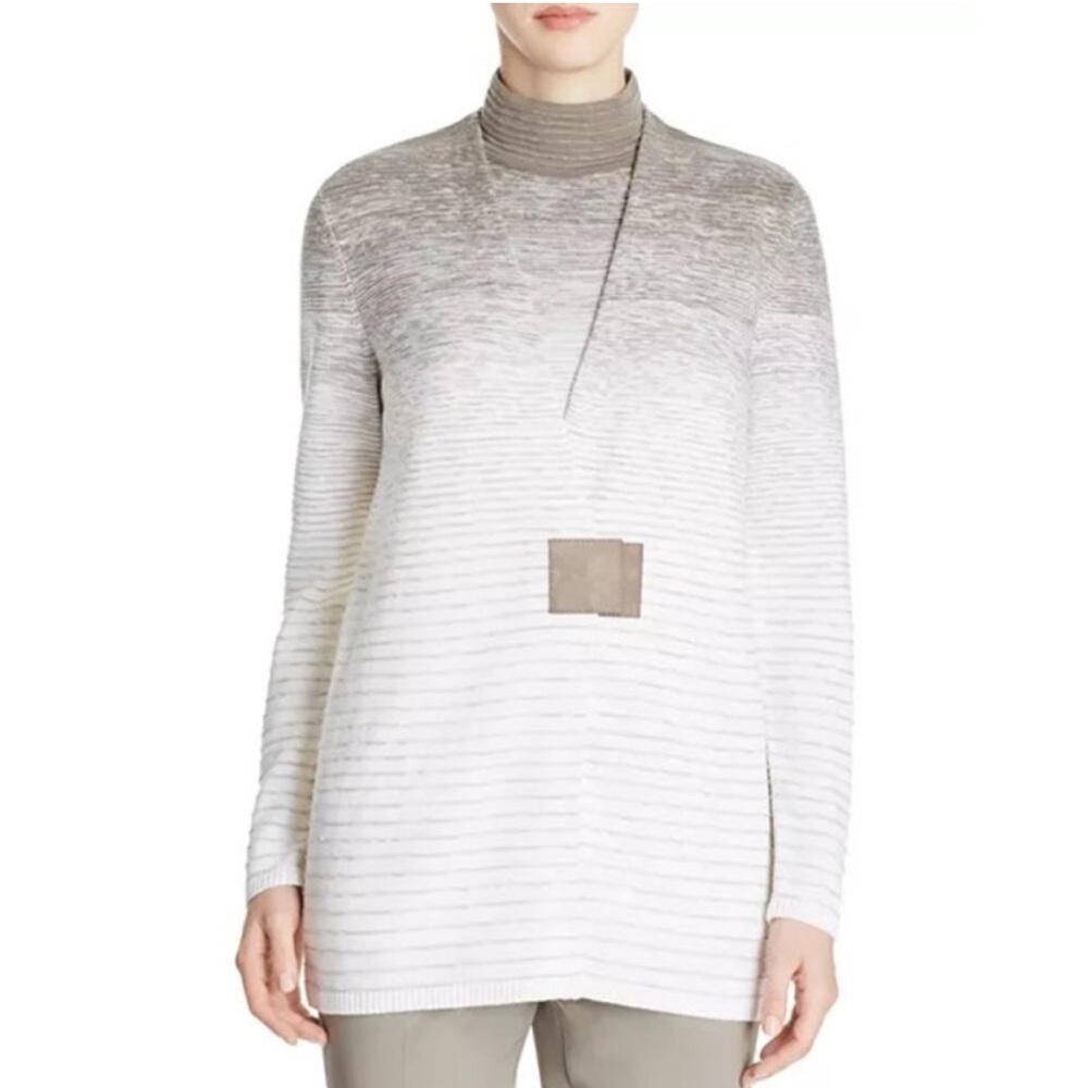 Lafayette 148 New York Tan Cream Ombré Wool Magnetic Cardigan Tank Set- XL